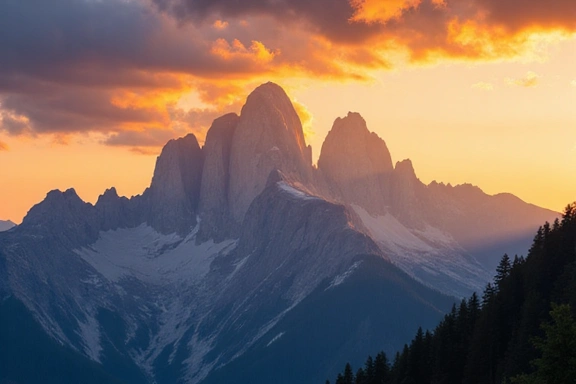 Alba sulle Dolomiti con vette maestose