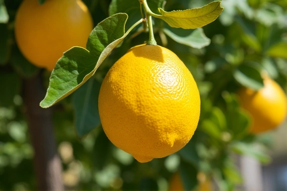 Limoni freschi su un albero in un giardino mediterraneo